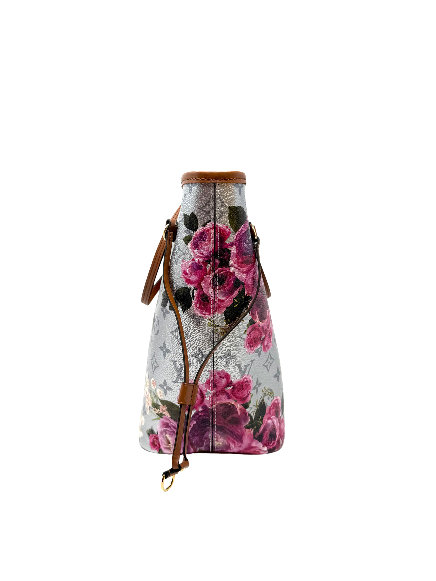 Louis Vuitton Metallic Monogram LV Garden Neverfull MM Multicolor Flower Silver