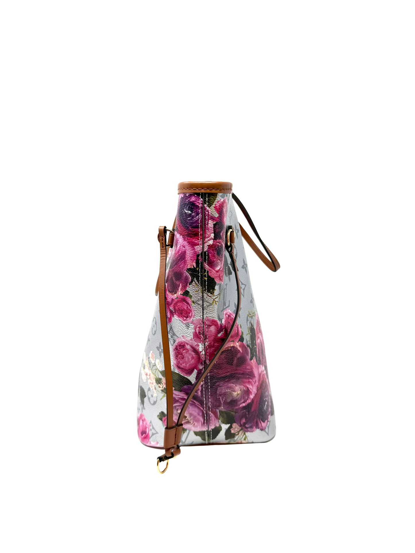Louis Vuitton Metallic Monogram LV Garden Neverfull MM Multicolor Flower Silver
