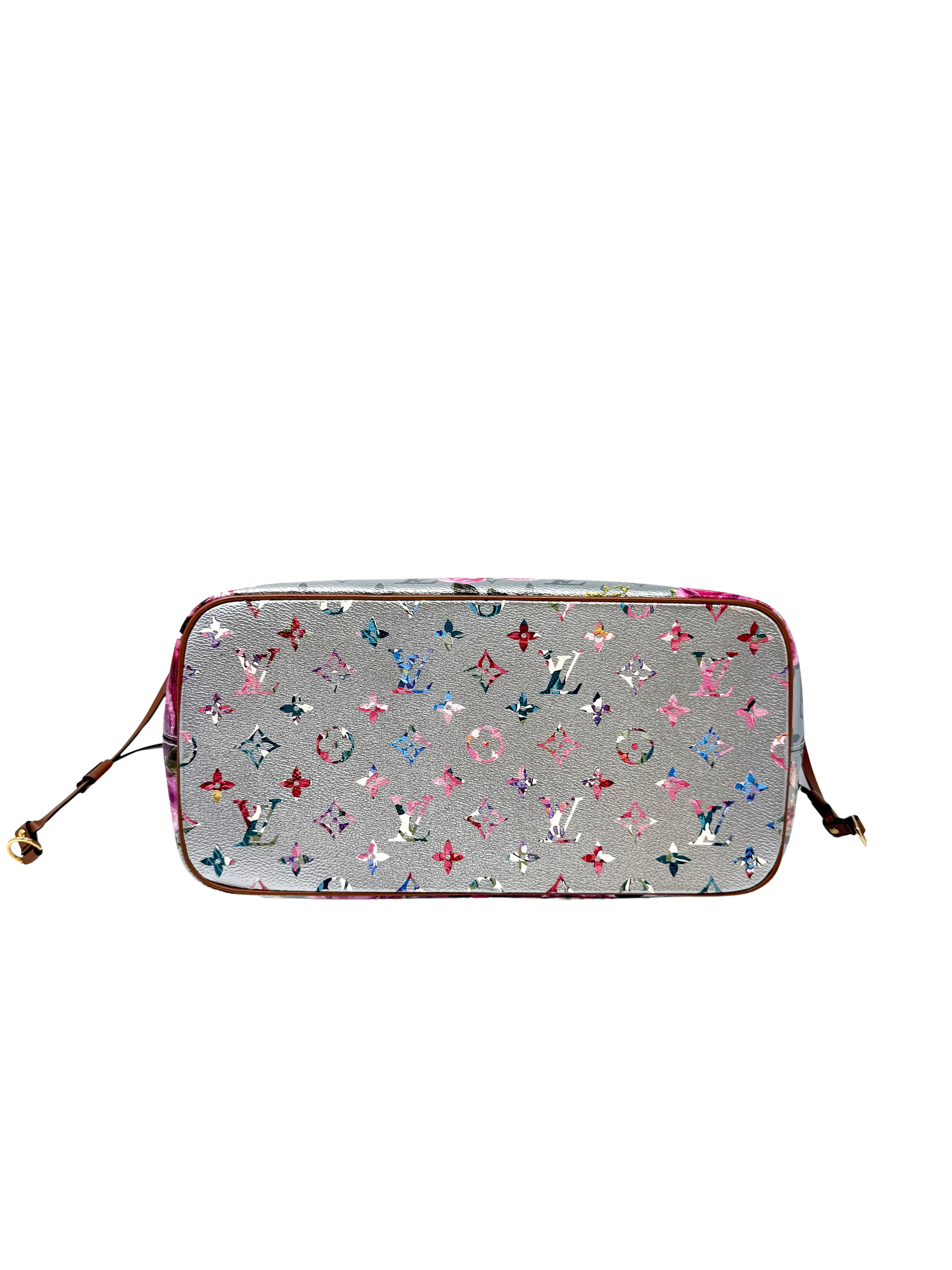 Louis Vuitton Metallic Monogram LV Garden Neverfull MM Multicolor Flower Silver