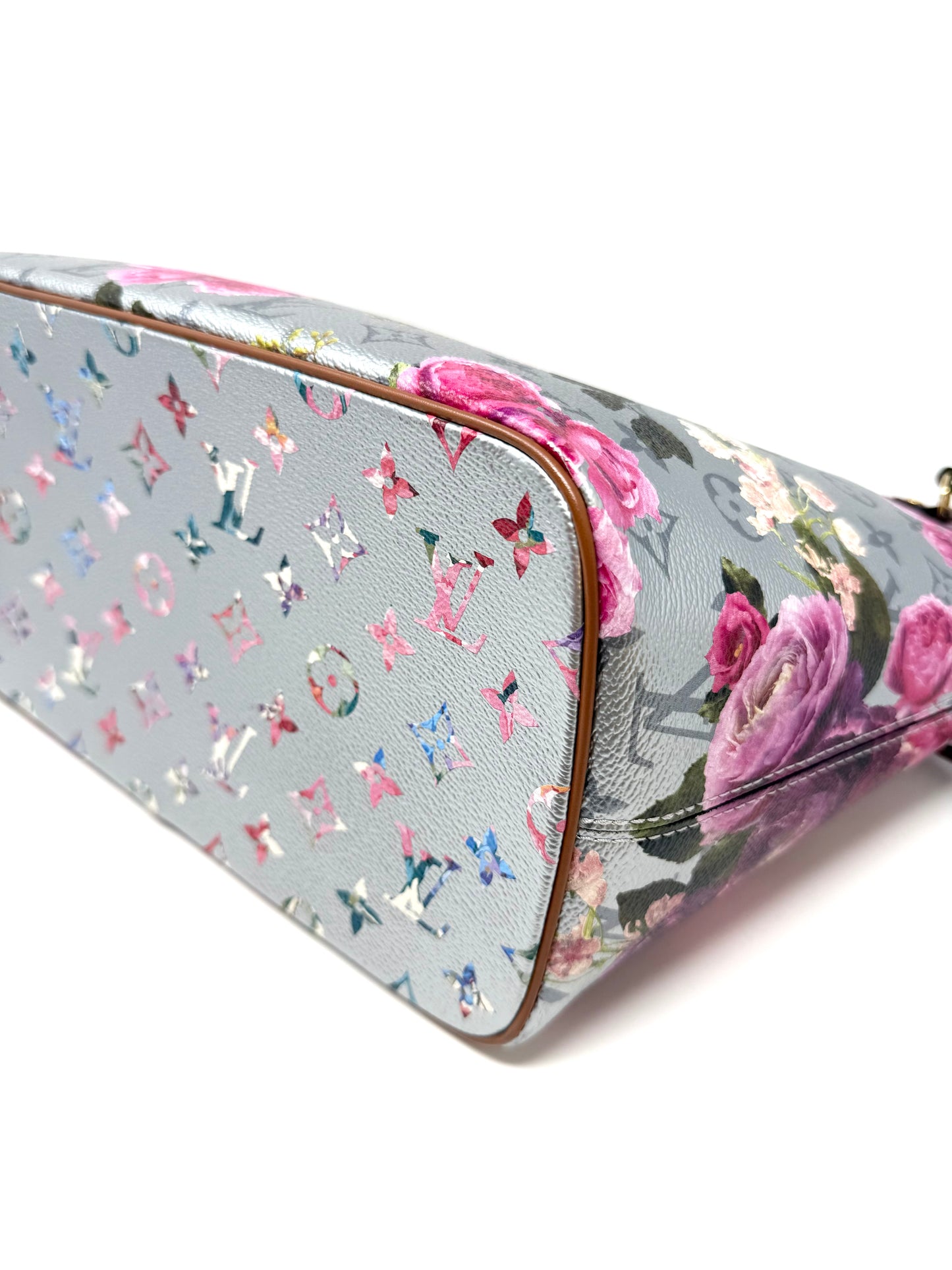 Louis Vuitton Metallic Monogram LV Garden Neverfull MM Multicolor Flower Silver