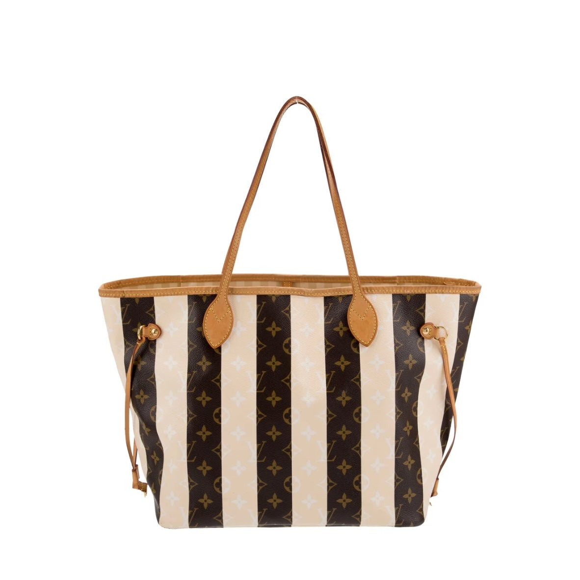 Louis Vuitton Rayures Neverfull MM Monogram Brown Cream Striped