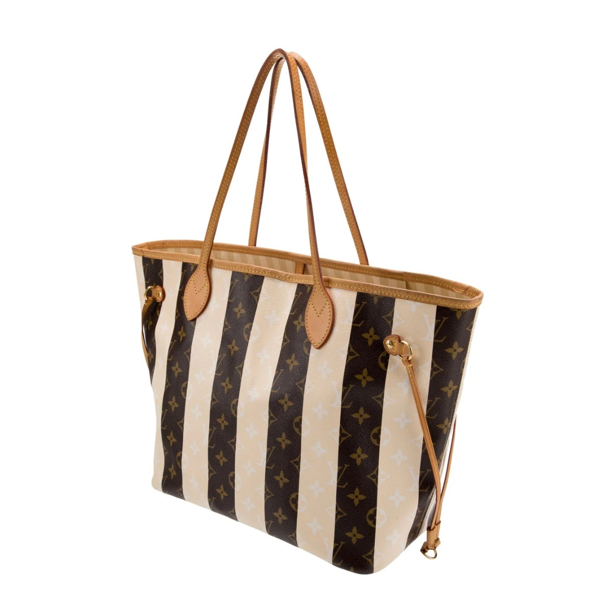 Louis Vuitton Rayures Neverfull MM Monogram Brown Cream Striped