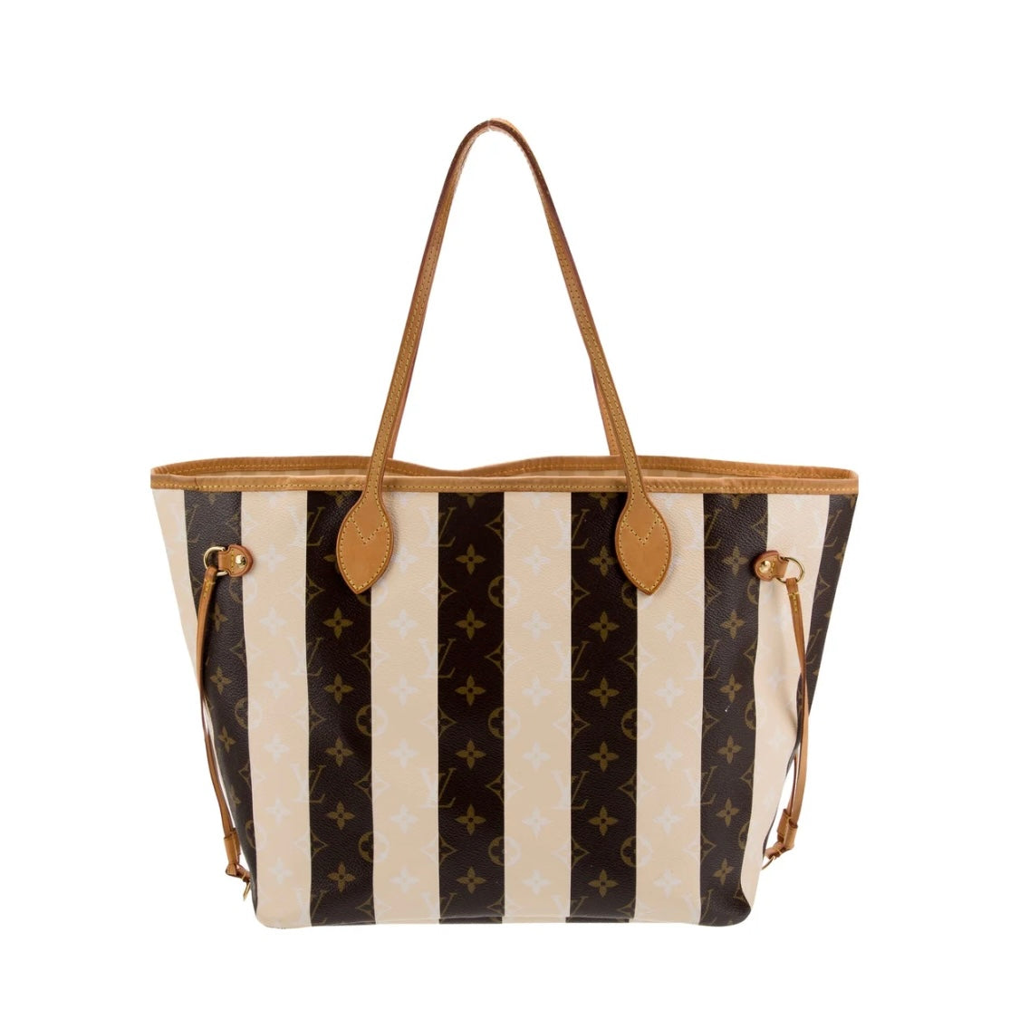 Louis Vuitton Rayures Neverfull MM Monogram Brown Cream Striped