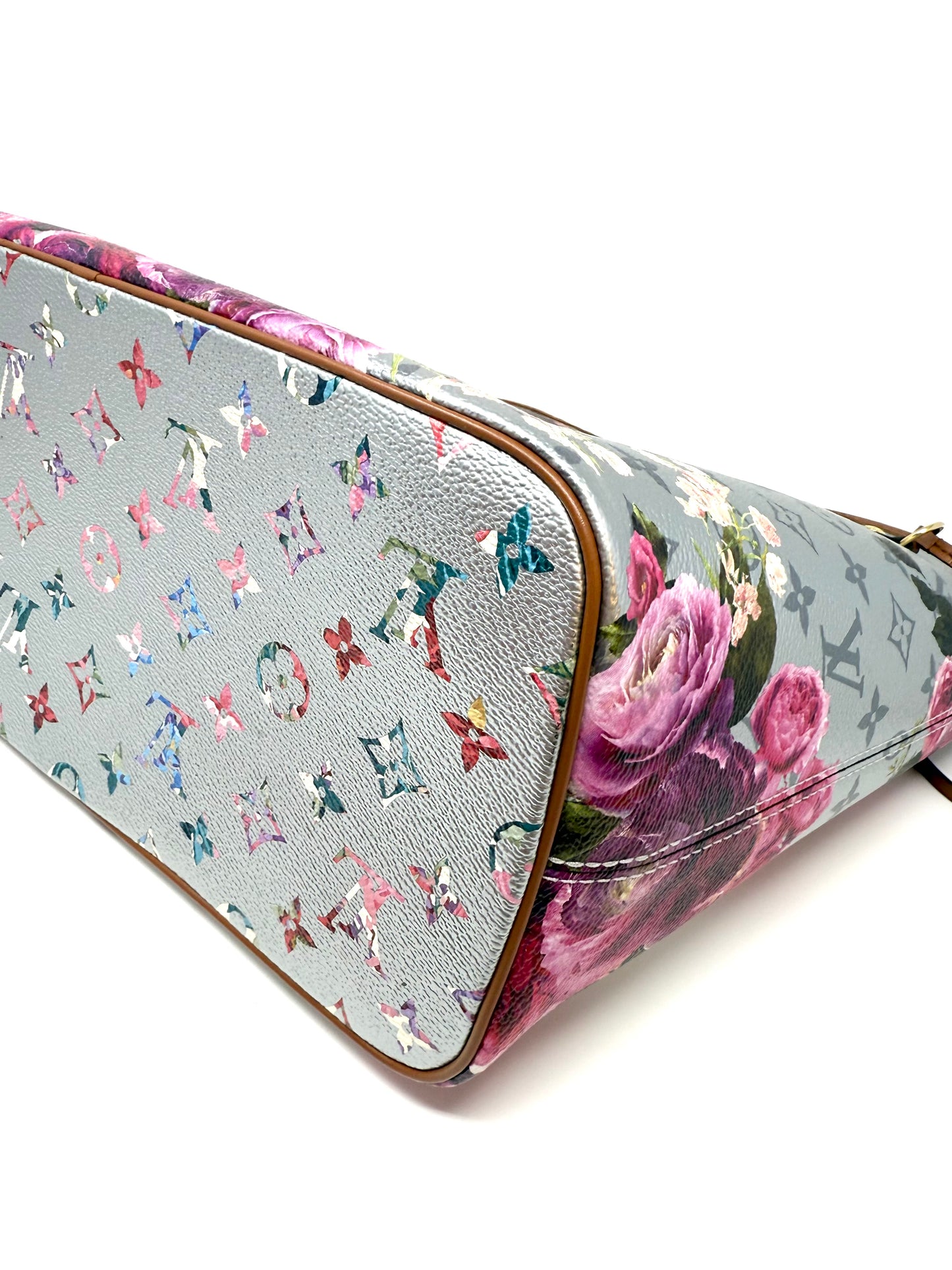 Louis Vuitton Metallic Monogram LV Garden Neverfull MM Multicolor Flower Silver
