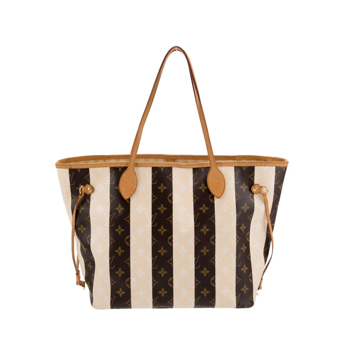 Louis Vuitton Rayures Neverfull MM Monogram Brown Cream Striped