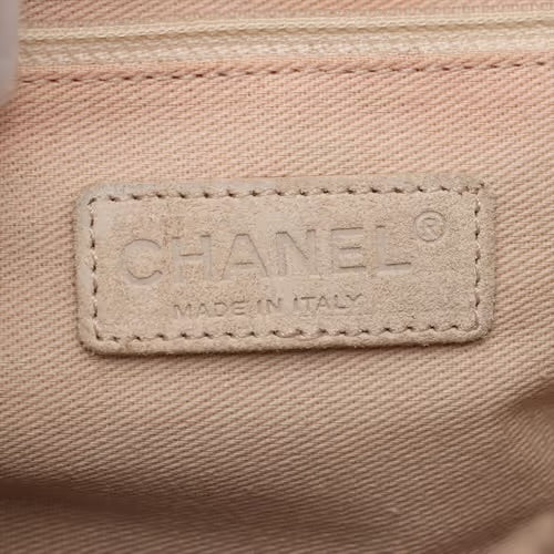 CHANEL Coco Mark Camelia Applique Beach Tote Handbag Lucky Clover Khaki Brown