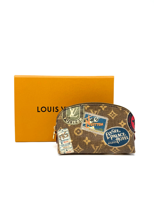 Louis Vuitton Voyage Flight Mode Hotel Stickers Cosmetic Pouch