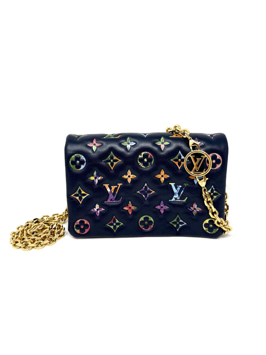 Louis Vuitton LV Garden Pochette Coussin Embossed Multicolor Monogram Navy