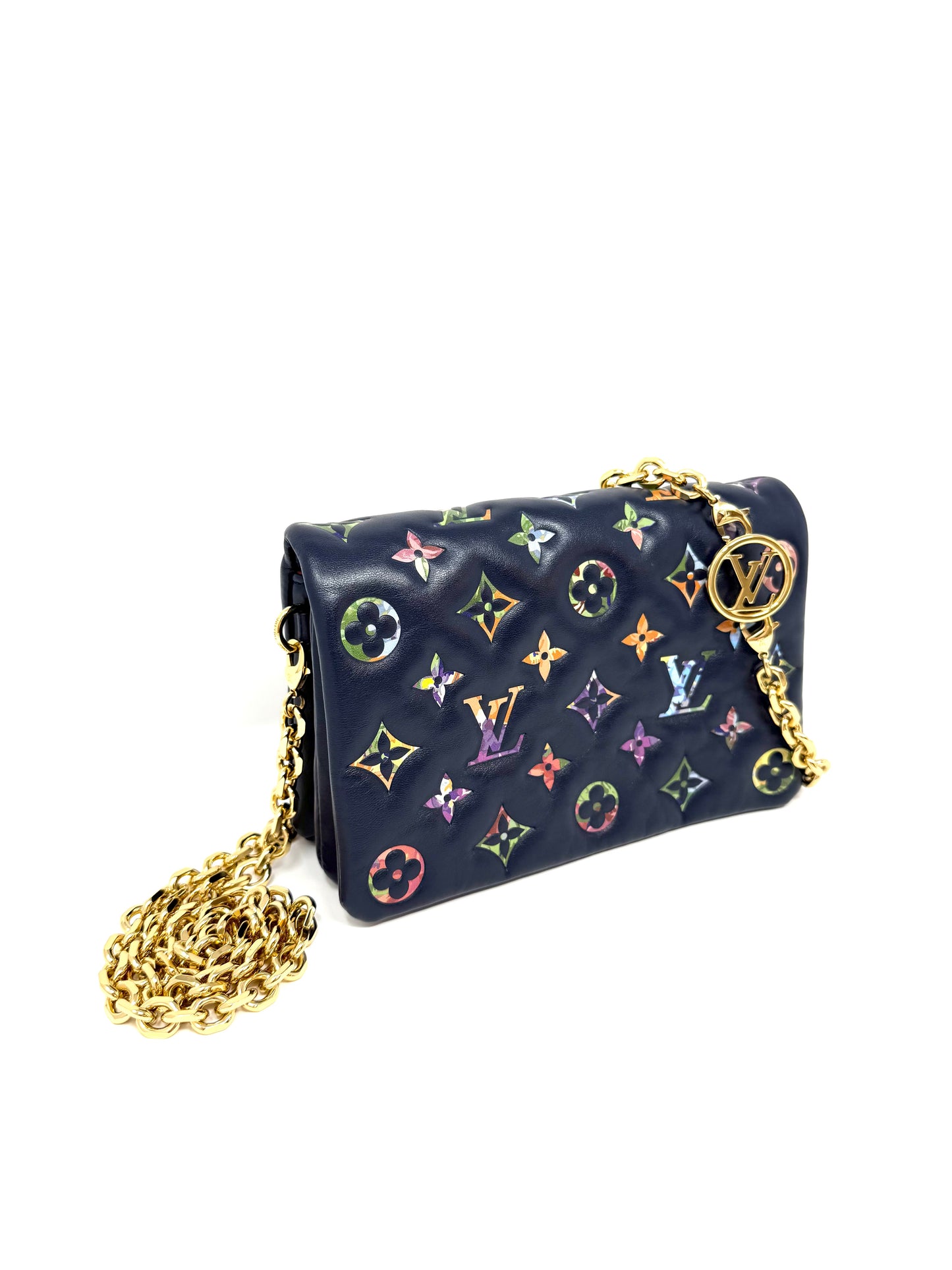 Louis Vuitton LV Garden Pochette Coussin Embossed Multicolor Monogram Navy