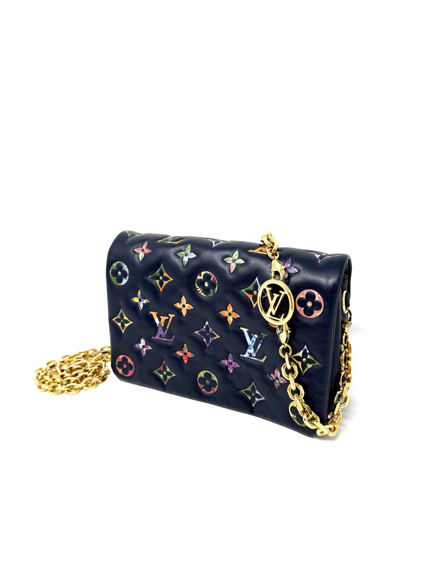 Louis Vuitton LV Garden Pochette Coussin Embossed Multicolor Monogram Navy