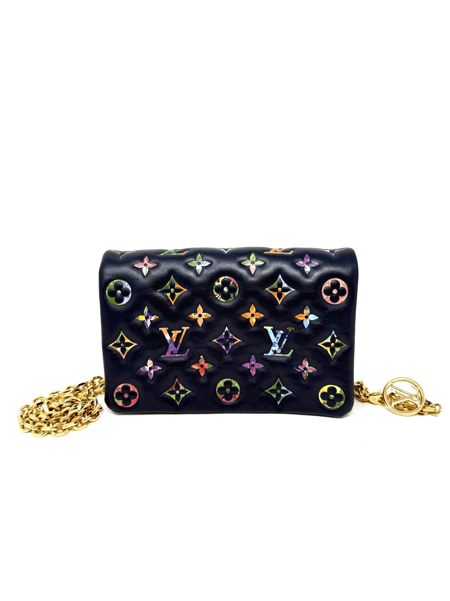 Louis Vuitton LV Garden Pochette Coussin Embossed Multicolor Monogram Navy