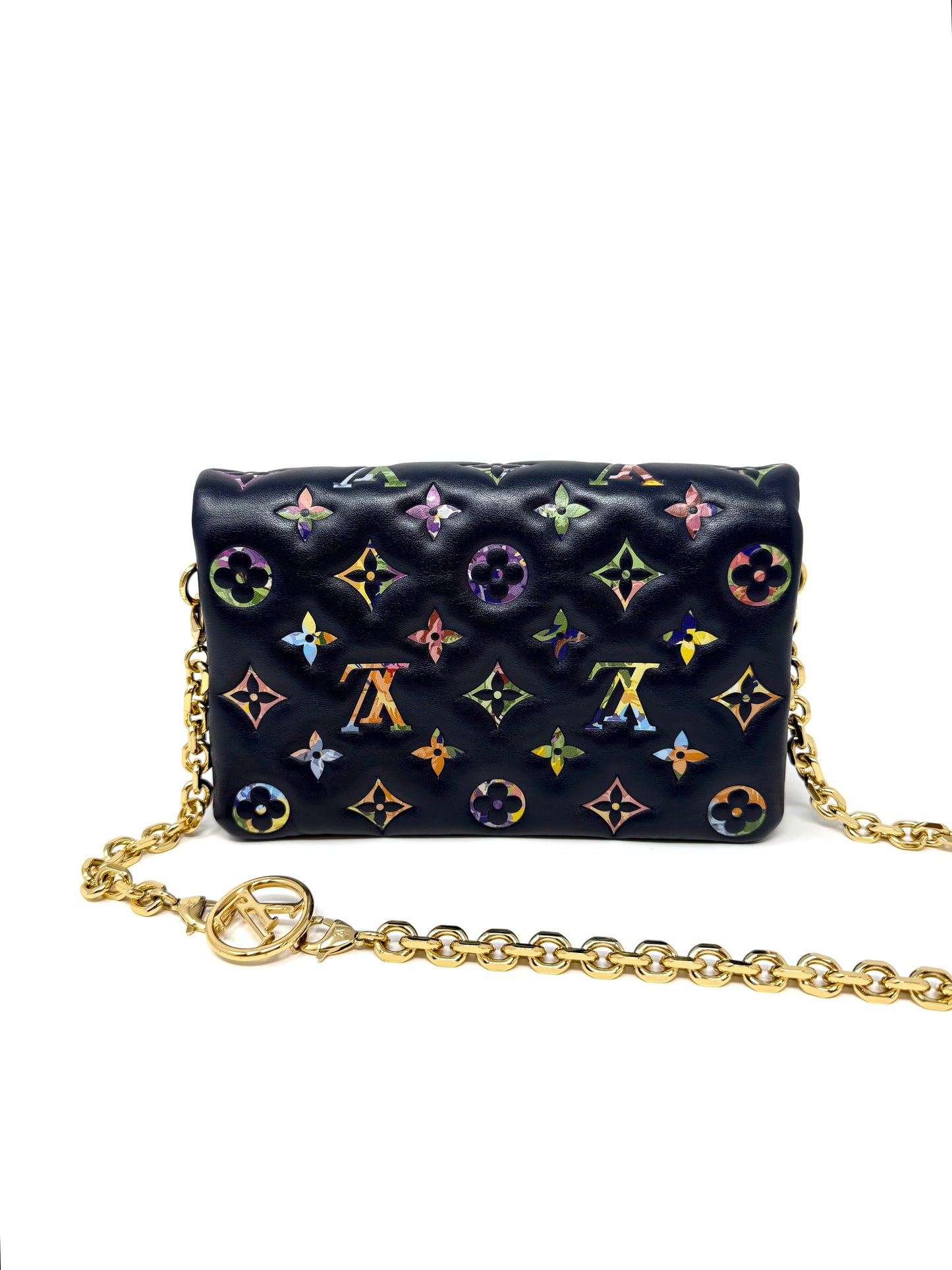 Louis Vuitton LV Garden Pochette Coussin Embossed Multicolor Monogram Navy