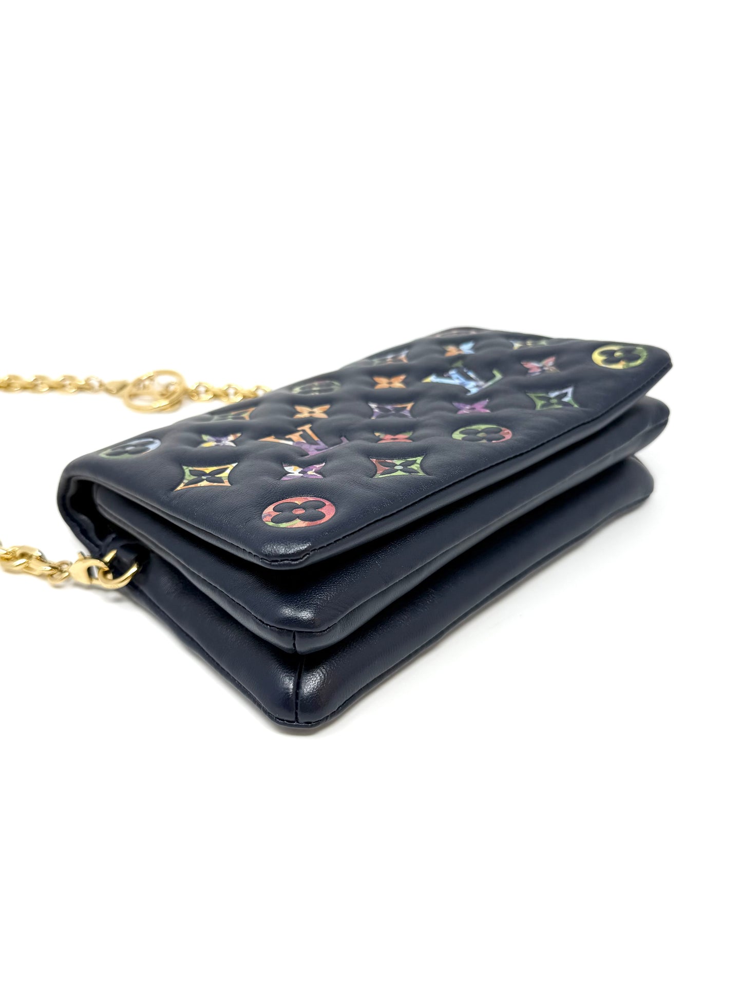 Louis Vuitton LV Garden Pochette Coussin Embossed Multicolor Monogram Navy