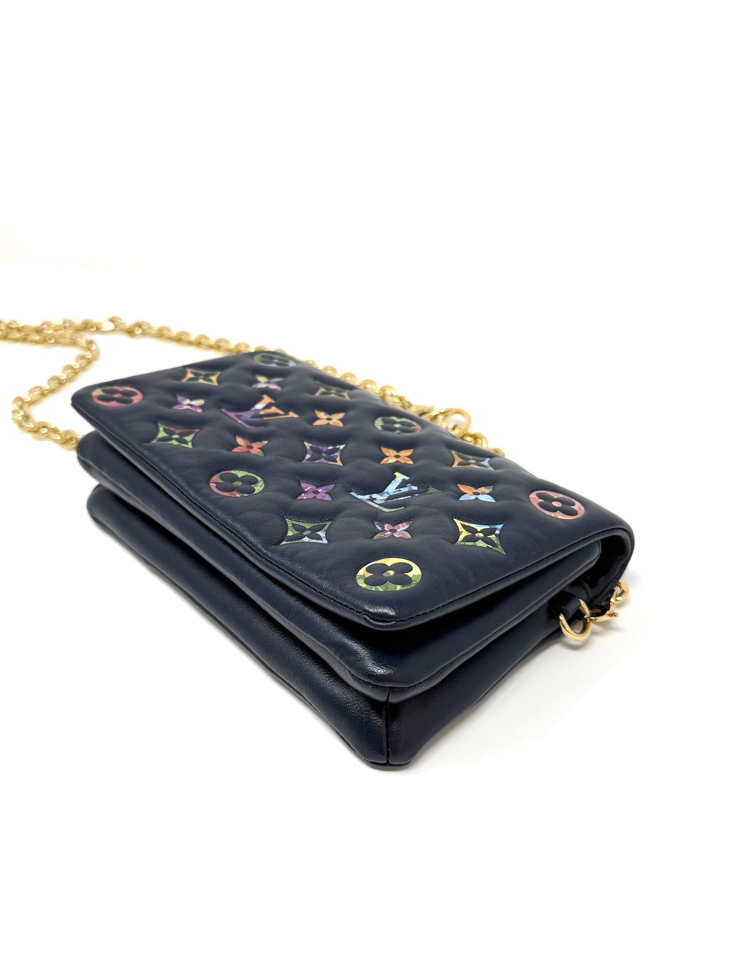 Louis Vuitton LV Garden Pochette Coussin Embossed Multicolor Monogram Navy