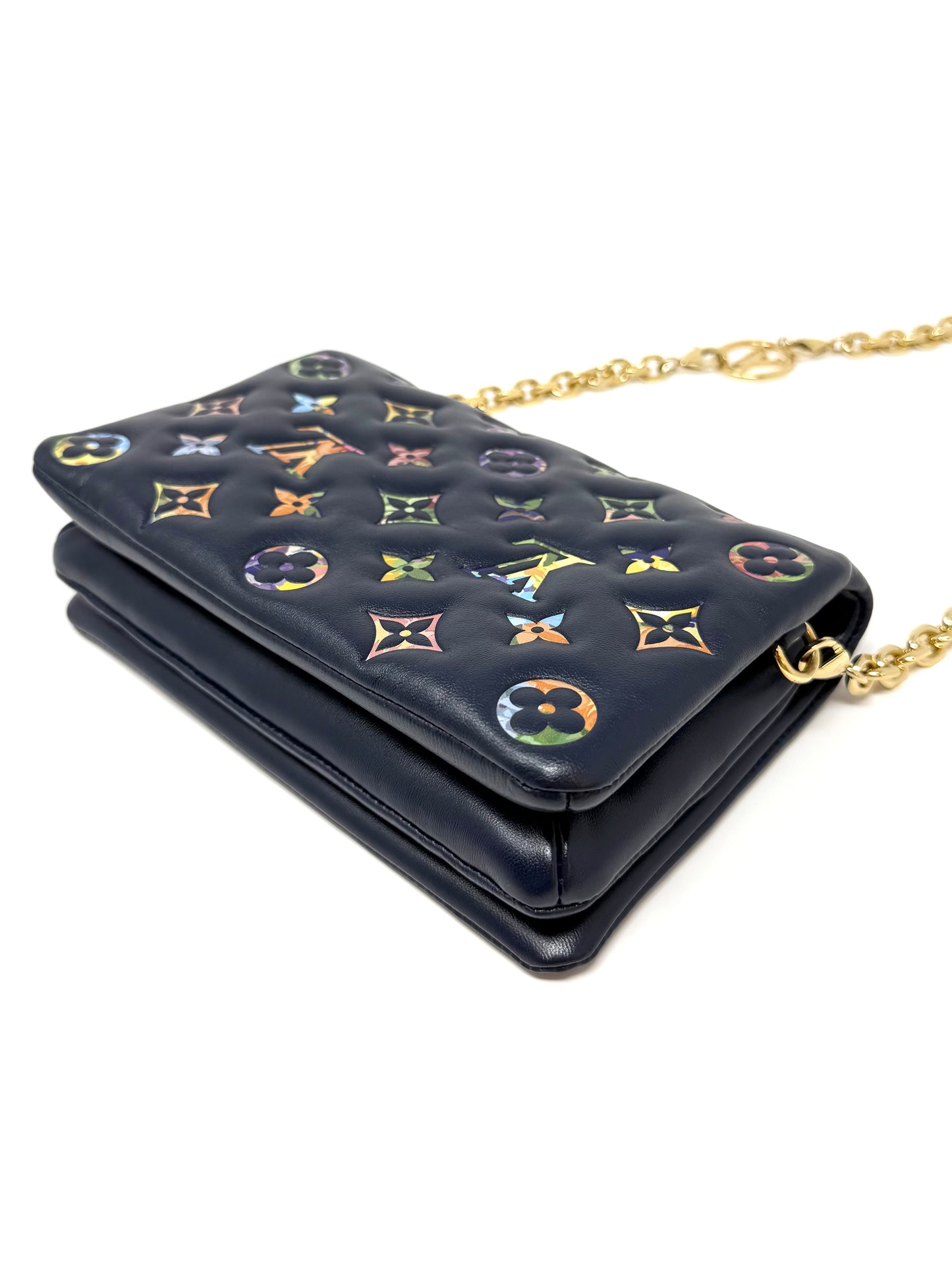 Louis Vuitton LV Garden Pochette Coussin Embossed Multicolor Monogram Navy