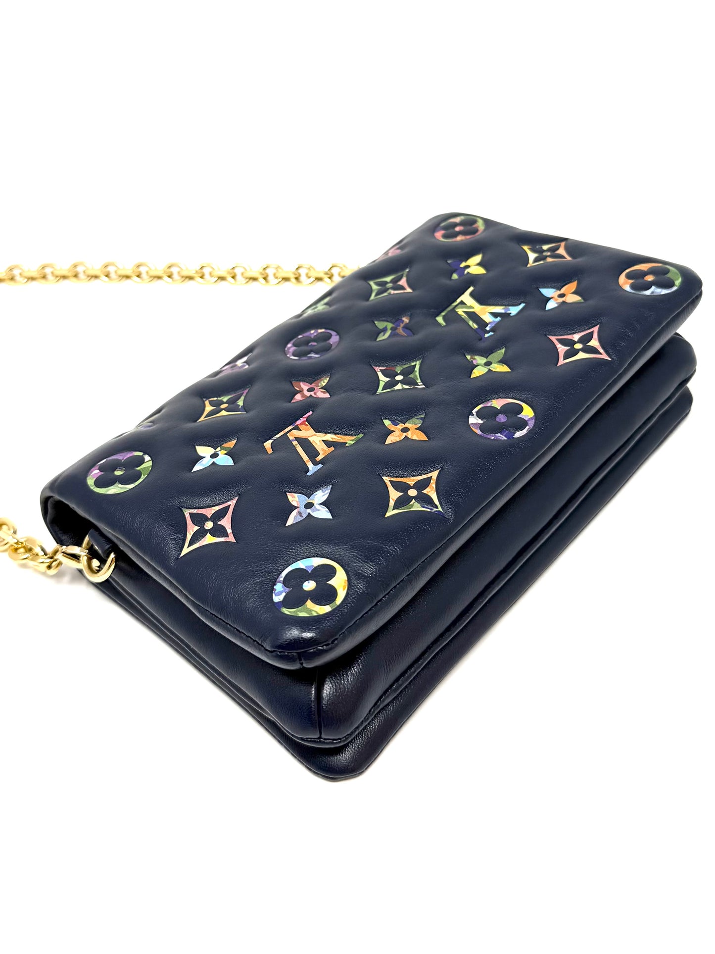 Louis Vuitton LV Garden Pochette Coussin Embossed Multicolor Monogram Navy