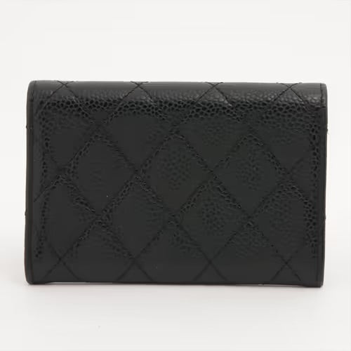 Chanel Classic Flap Card Holder Wallet Black Caviar Silver Hardware