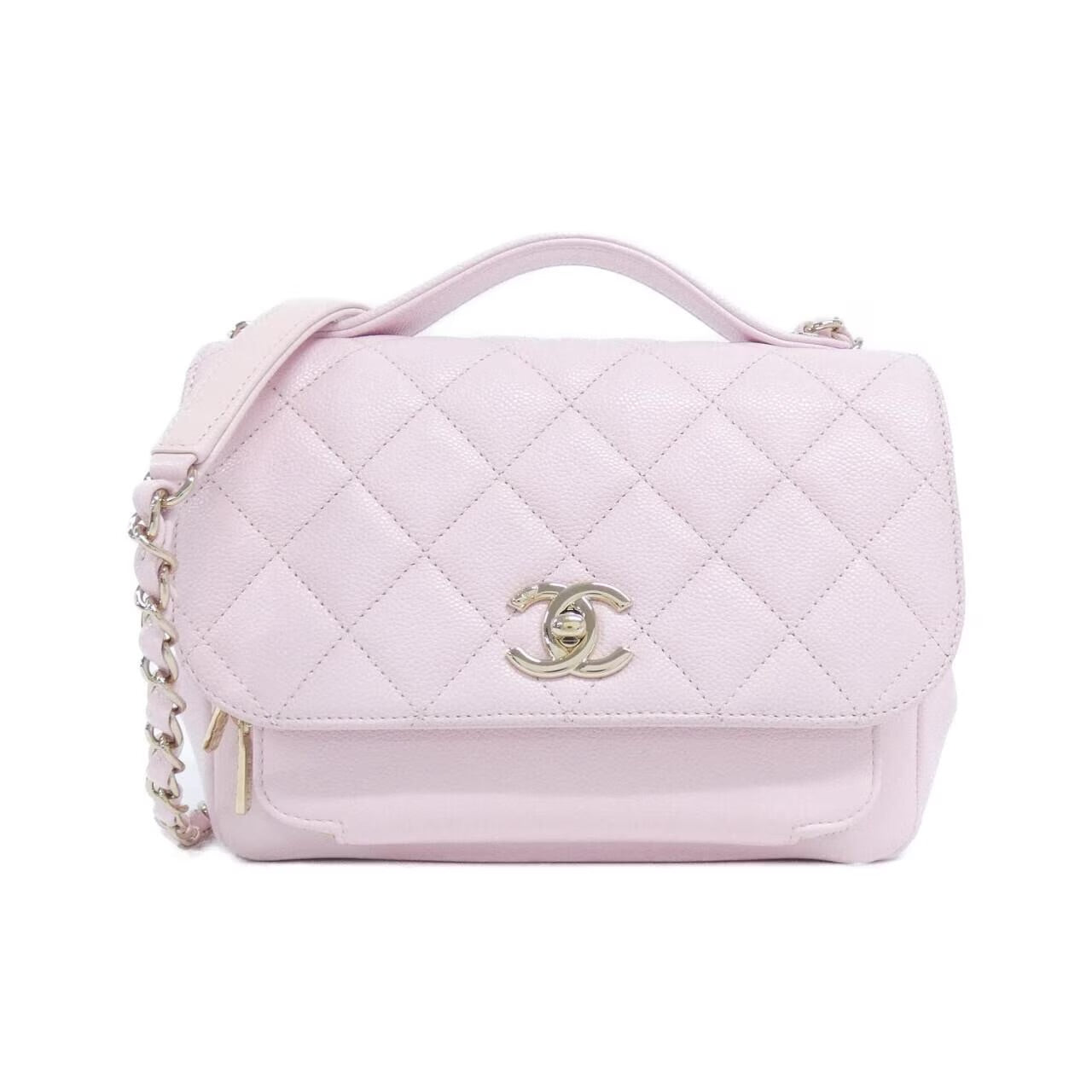 CHANEL Caviar Quilted Medium Business Affinity Flap Light Sakura Rose Pink