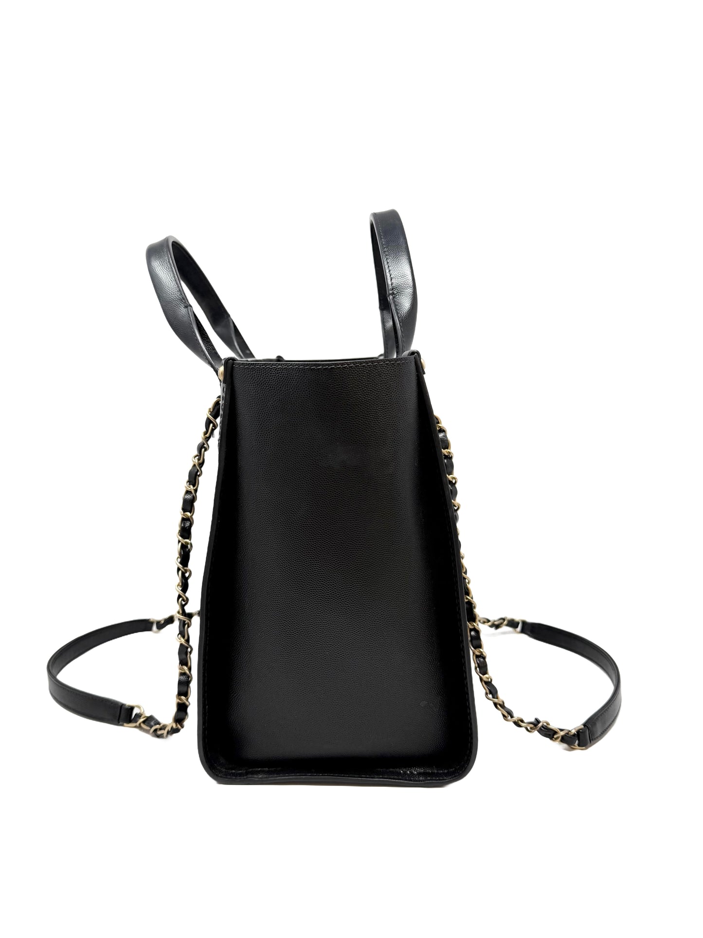 CHANEL Small Black Caviar Studded Deauville Tote