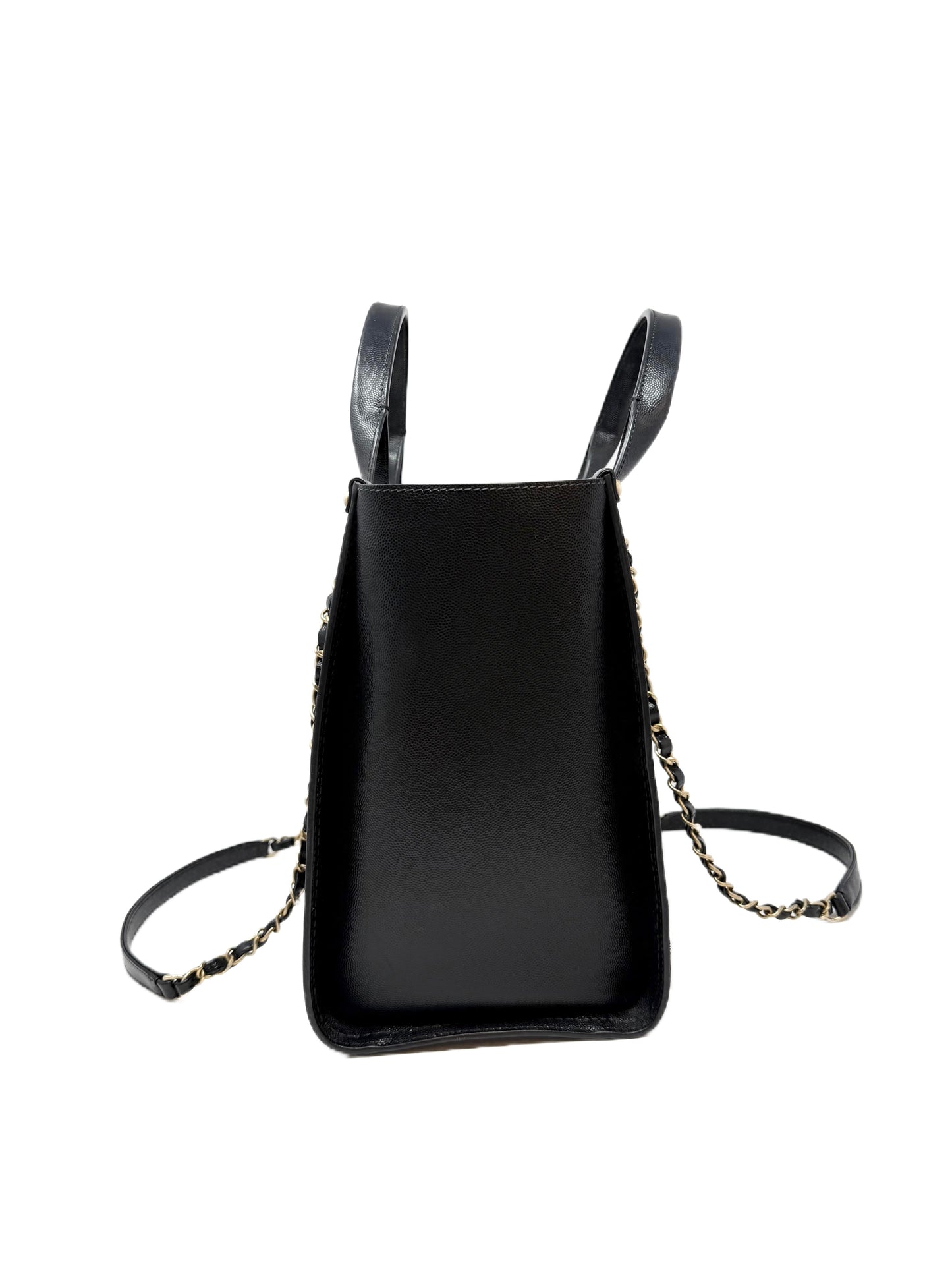 CHANEL Small Black Caviar Studded Deauville Tote