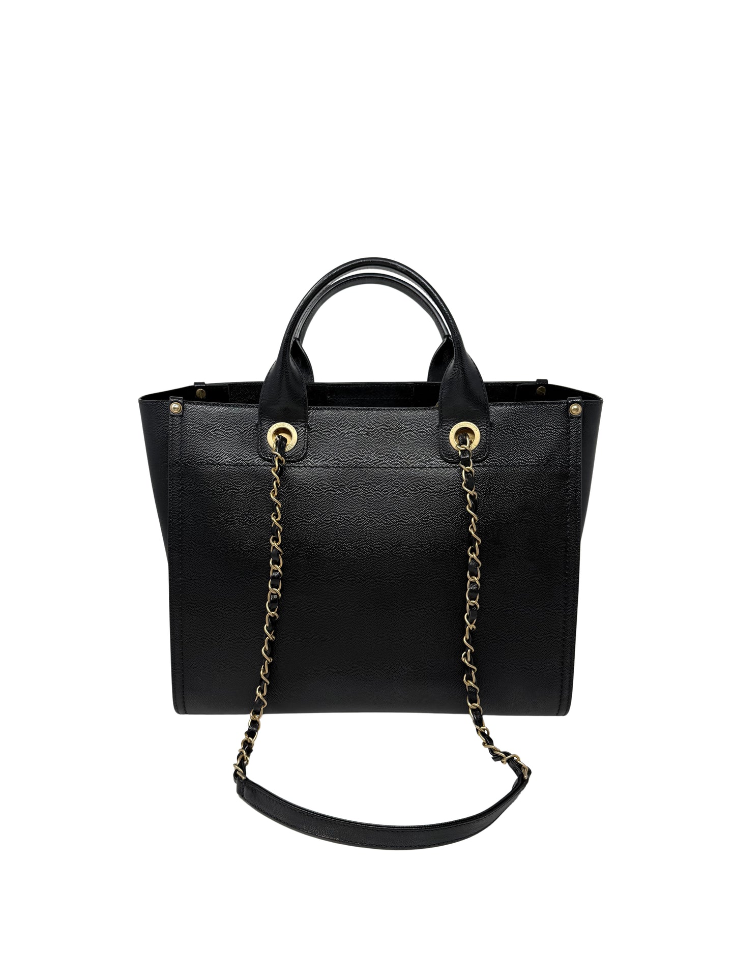 CHANEL Small Black Caviar Studded Deauville Tote