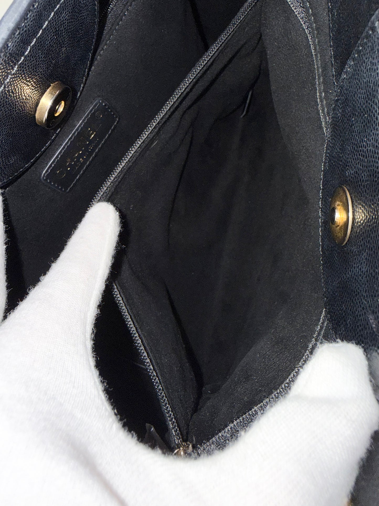CHANEL Small Black Caviar Studded Deauville Tote