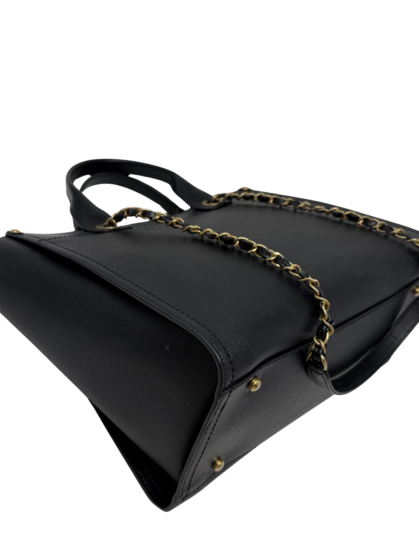 CHANEL Small Black Caviar Studded Deauville Tote