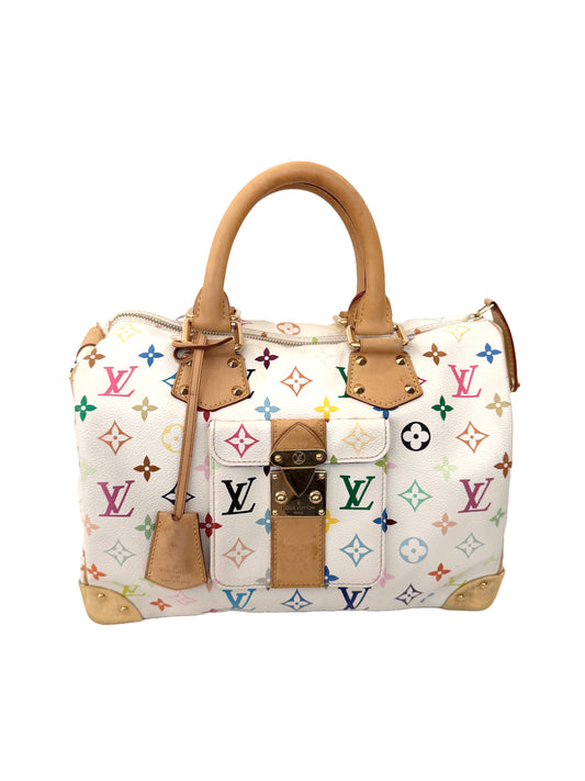 Louis Vuitton Takashi Murakami Multicolor Speedy 30 Monogram White