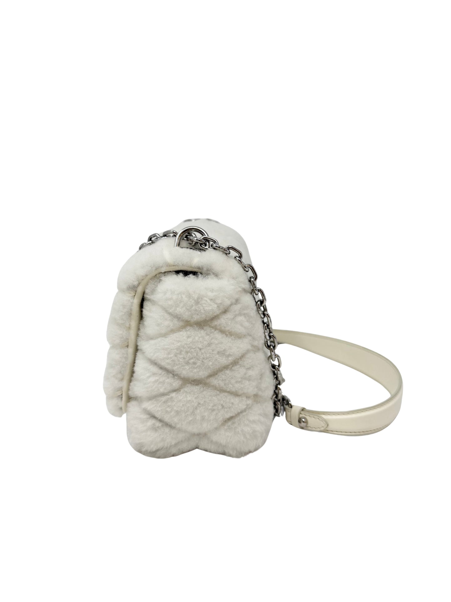 Louis Vuitton Malletage GO-14 MM Shearling Fur Twist White Silver