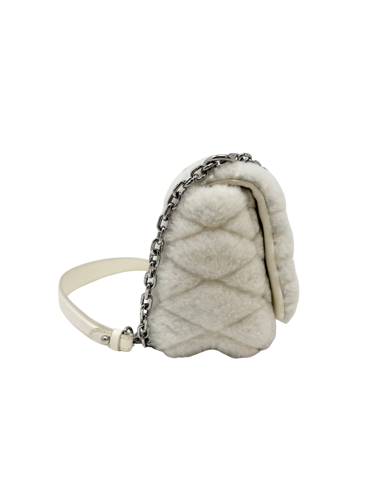Louis Vuitton Malletage GO-14 MM Shearling Fur Twist White Silver