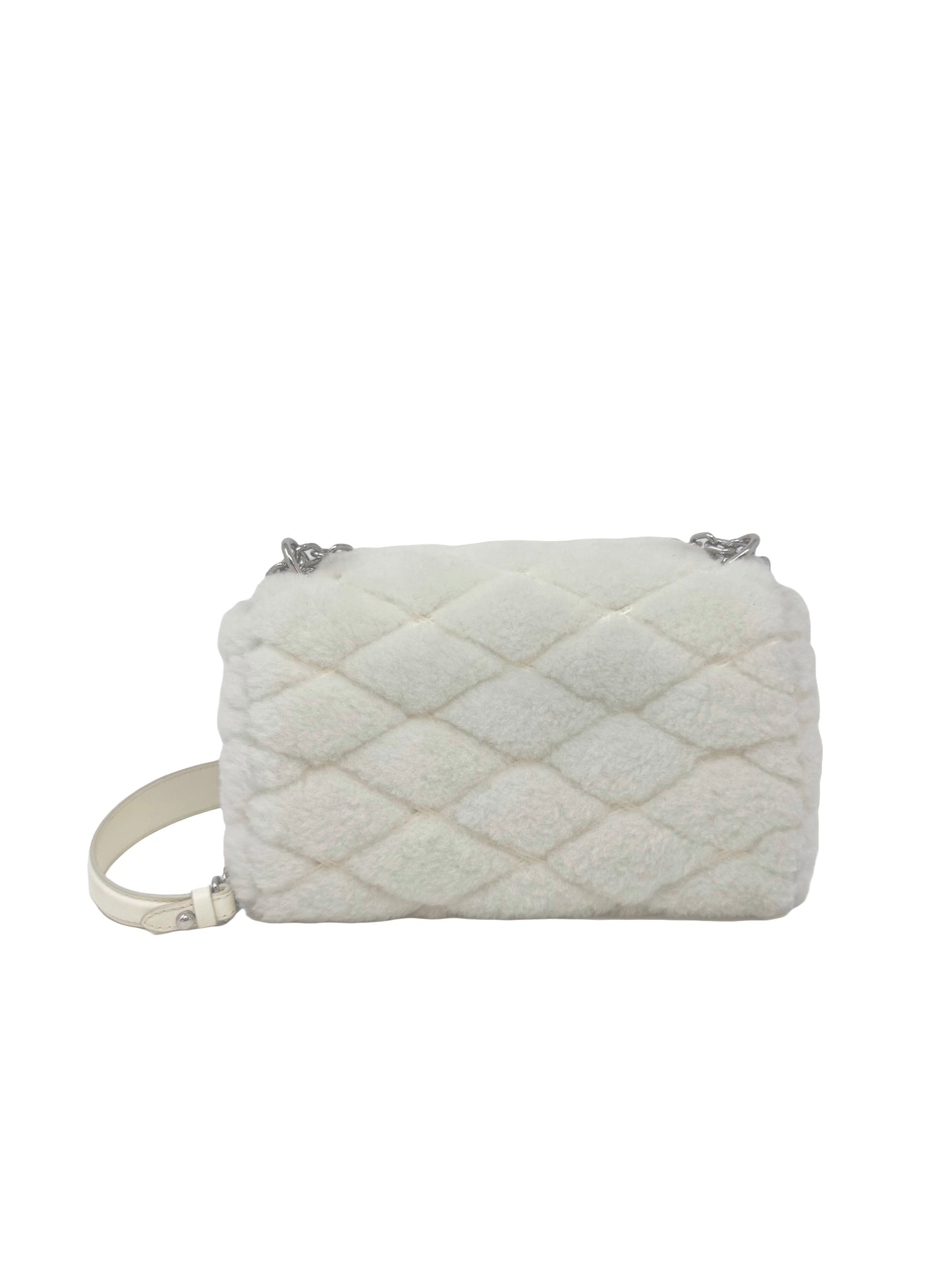 Louis Vuitton Malletage GO-14 MM Shearling Fur Twist White Silver
