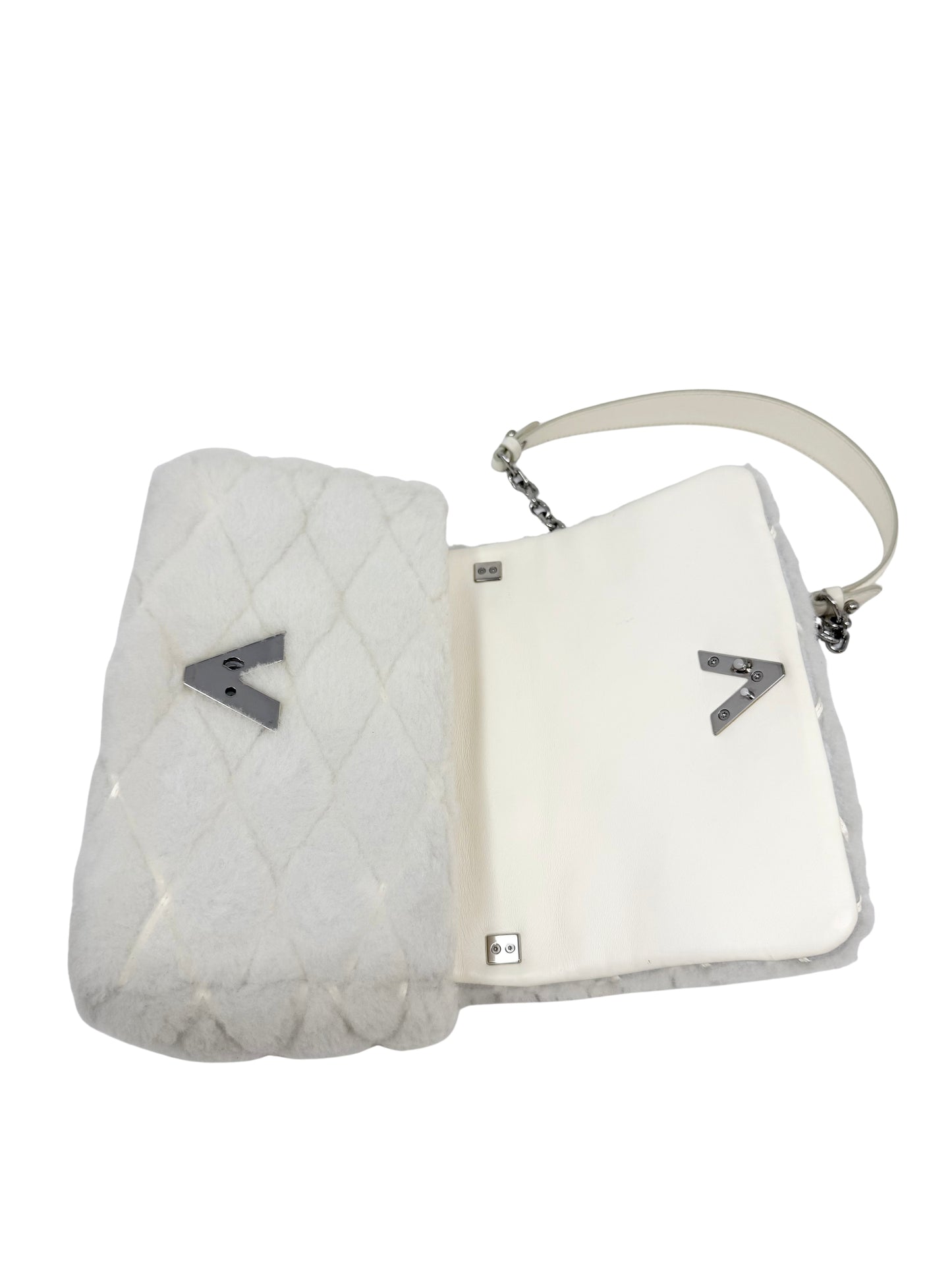 Louis Vuitton Malletage GO-14 MM Shearling Fur Twist White Silver