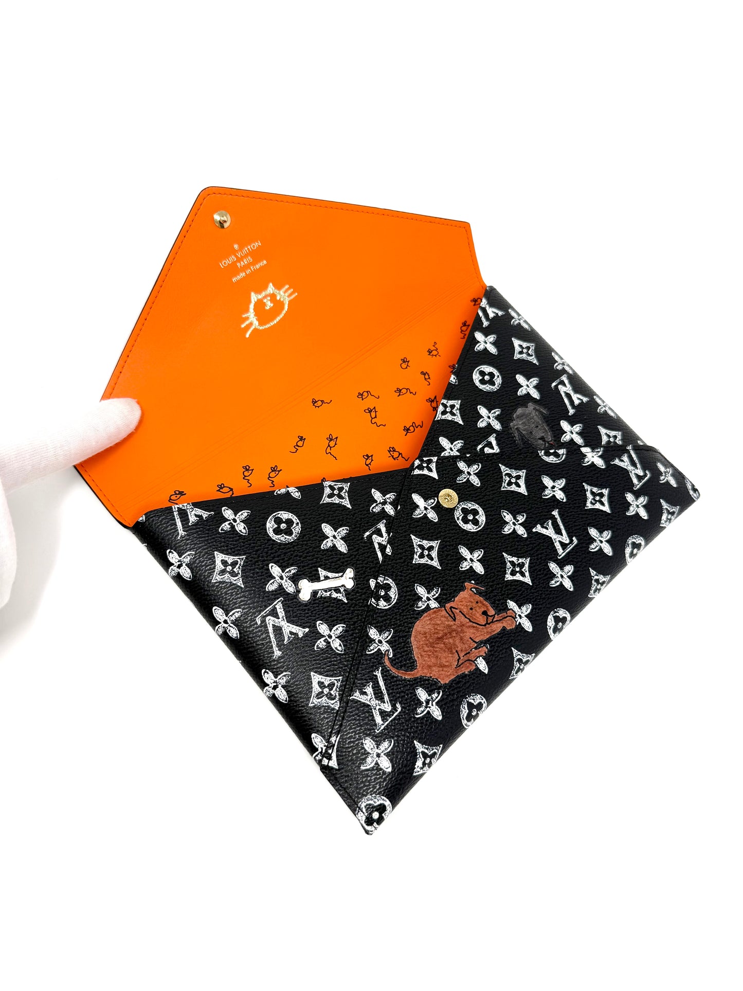Louis Vuitton Grace Coddington Catogram Trunk Kirigami Envelope Clutch GM Black