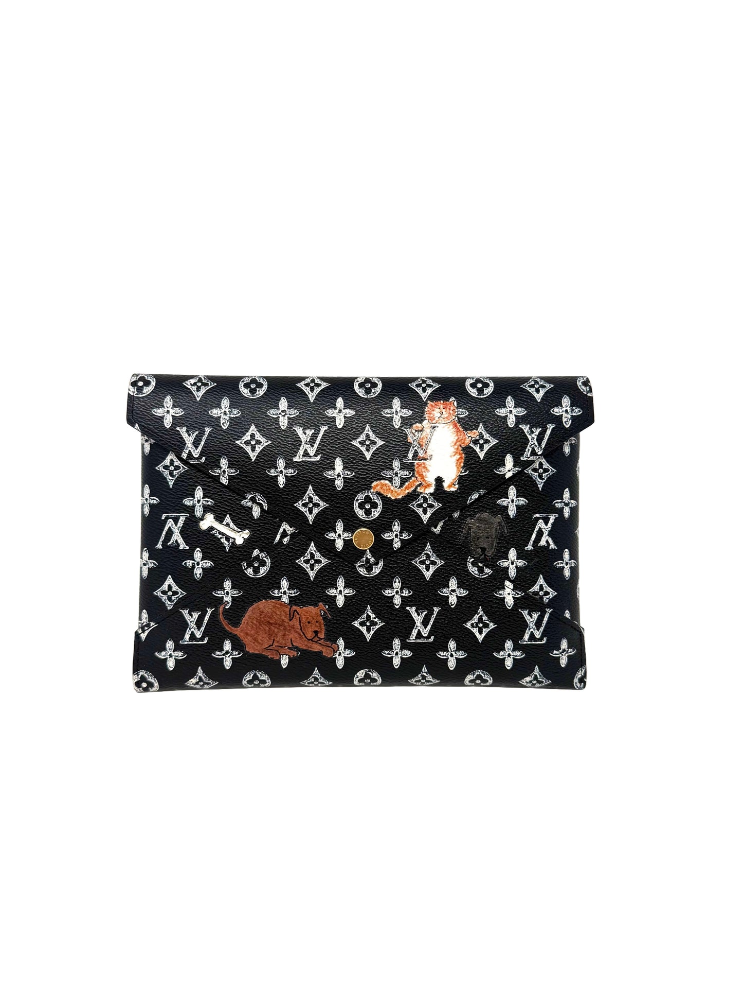 Louis Vuitton Grace Coddington Catogram Trunk Kirigami Envelope Clutch GM Black