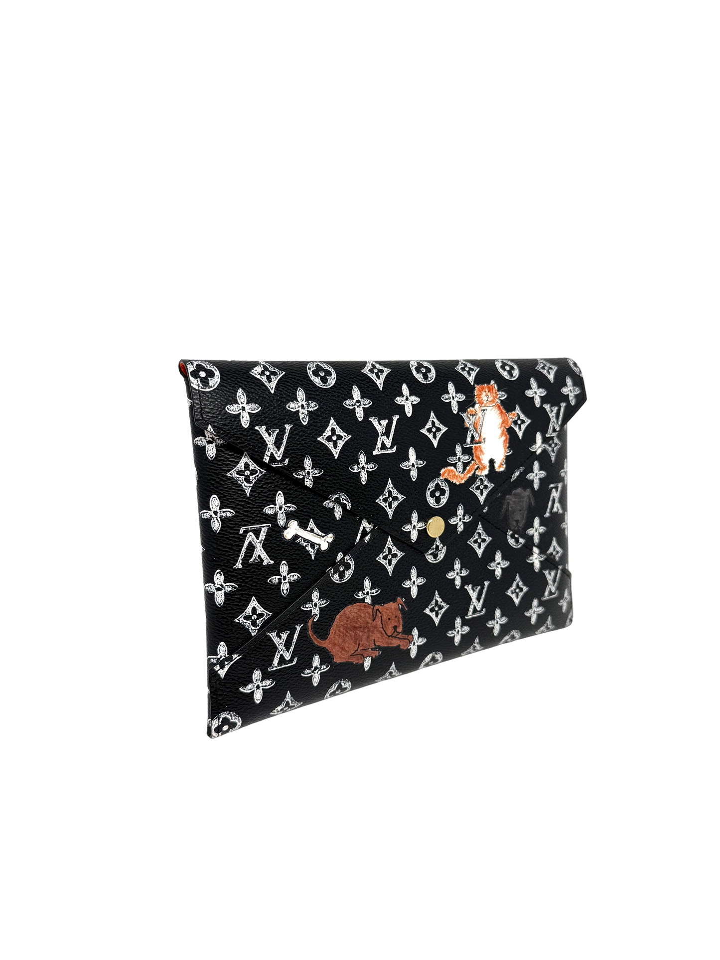 Louis Vuitton Grace Coddington Catogram Trunk Kirigami Envelope Clutch GM Black