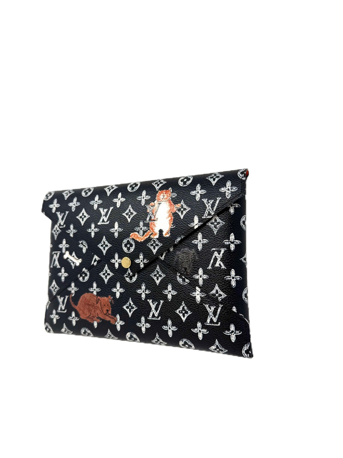 Louis Vuitton Grace Coddington Catogram Trunk Kirigami Envelope Clutch GM Black
