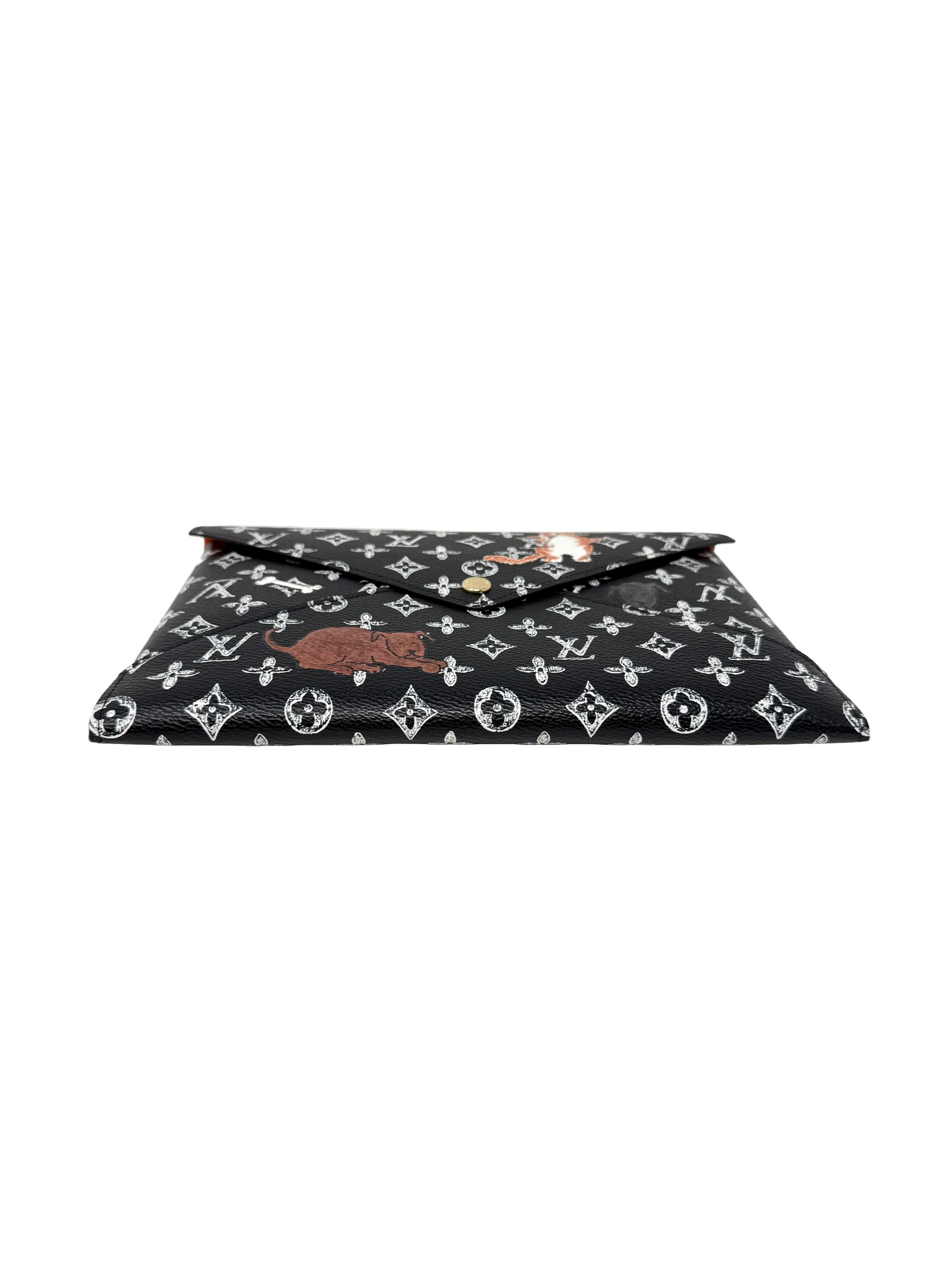 Louis Vuitton Grace Coddington Catogram Trunk Kirigami Envelope Clutch GM Black