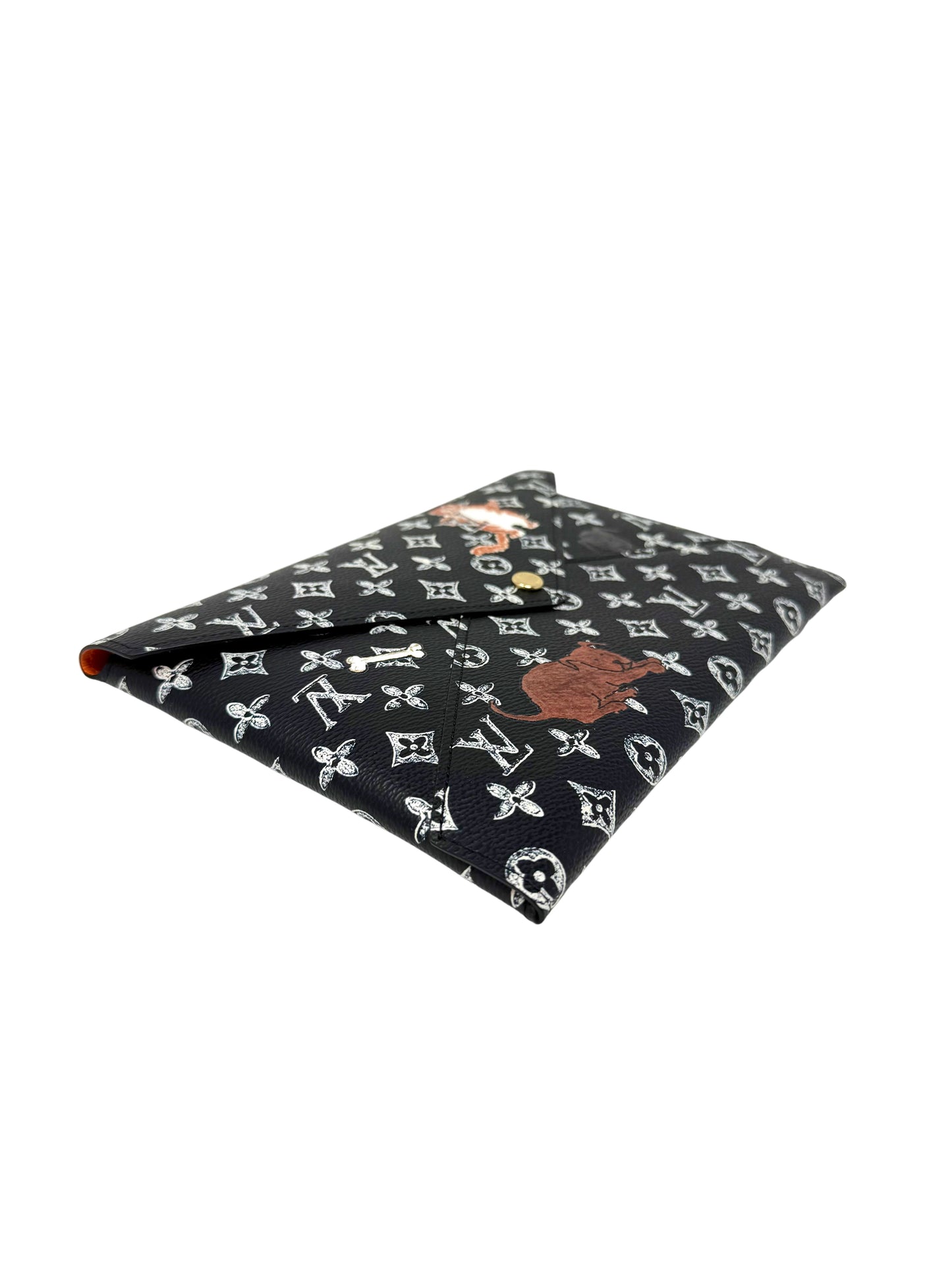 Louis Vuitton Grace Coddington Catogram Trunk Kirigami Envelope Clutch GM Black
