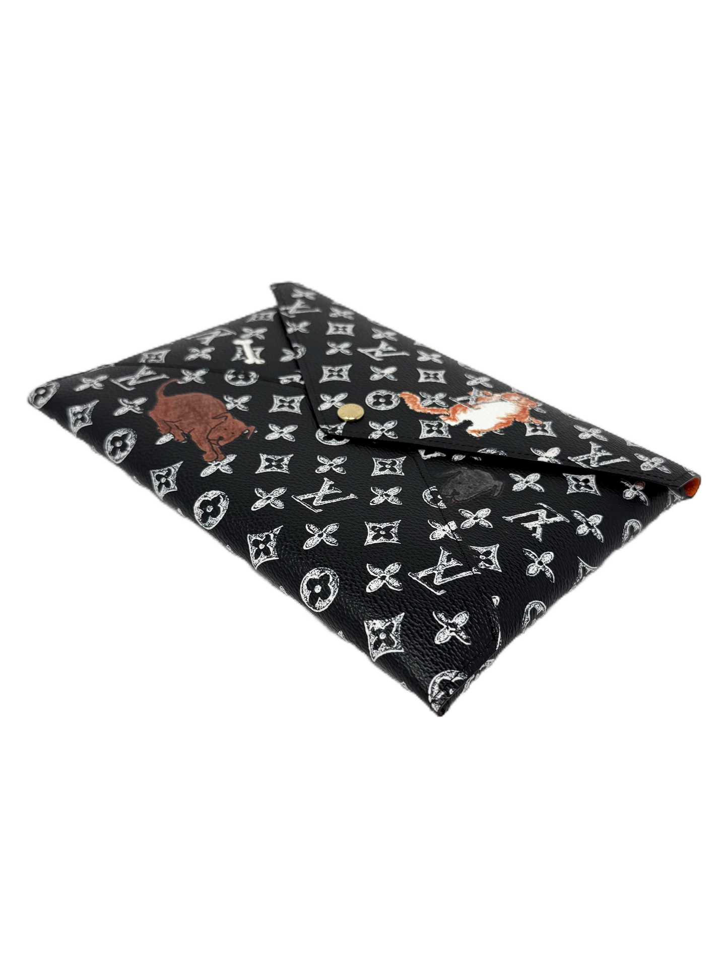 Louis Vuitton Grace Coddington Catogram Trunk Kirigami Envelope Clutch GM Black