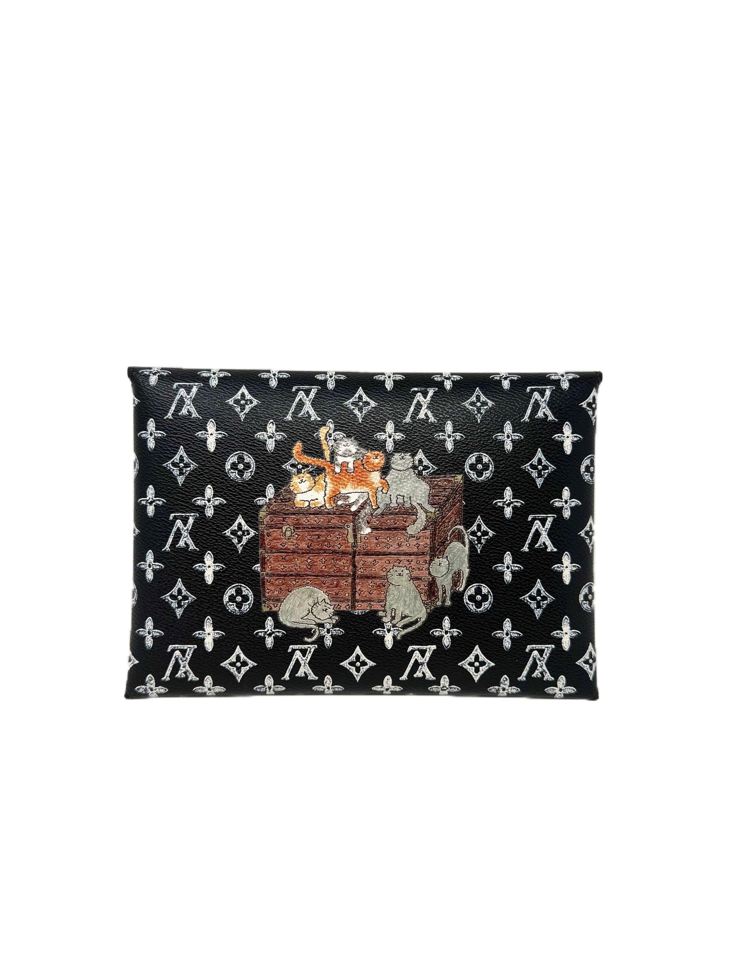Louis Vuitton Grace Coddington Catogram Trunk Kirigami Envelope Clutch GM Black
