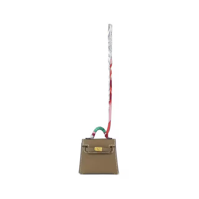Hermes Mini Kelly Twilly Bag Charm Etoupe Gold Hardware