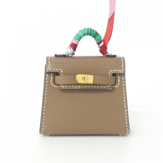 Hermes Mini Kelly Twilly Bag Charm Etoupe Gold Hardware