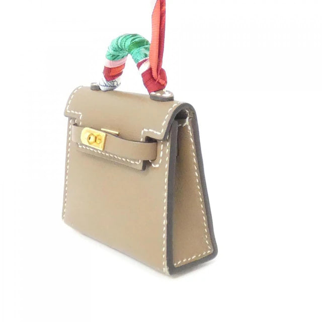 Hermes Mini Kelly Twilly Bag Charm Etoupe Gold Hardware