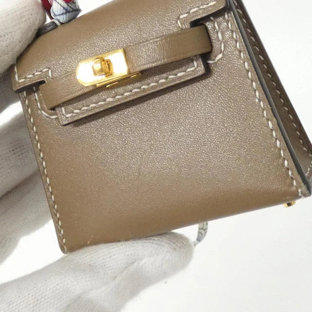 Hermes Mini Kelly Twilly Bag Charm Etoupe Gold Hardware