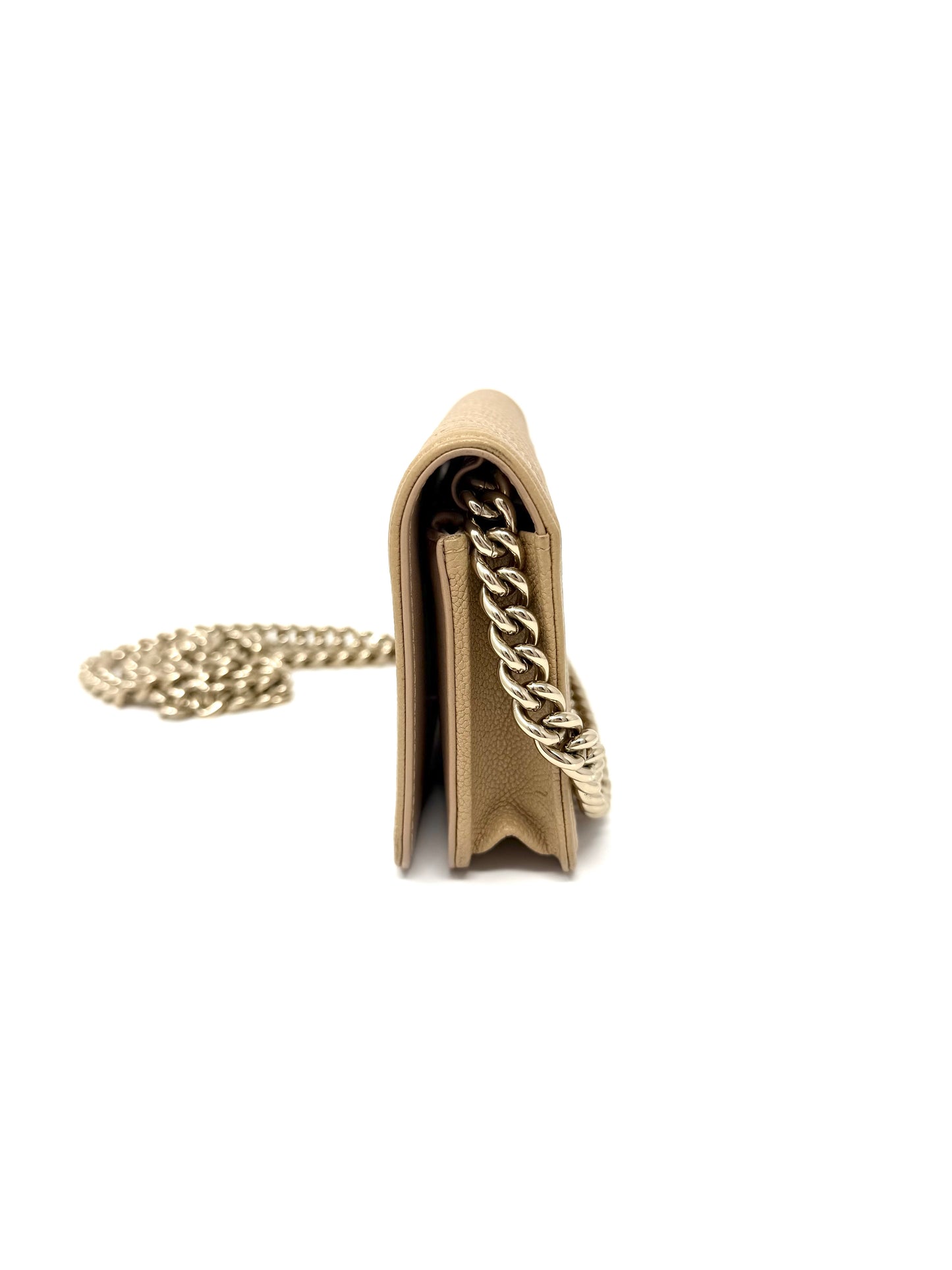 Chanel Caviar Quilted Boy Wallet on Chain Mini Beige Nude