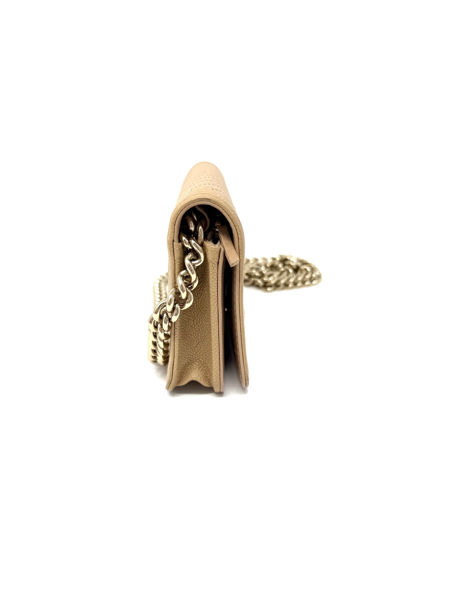 Chanel Caviar Quilted Boy Wallet on Chain Mini Beige Nude