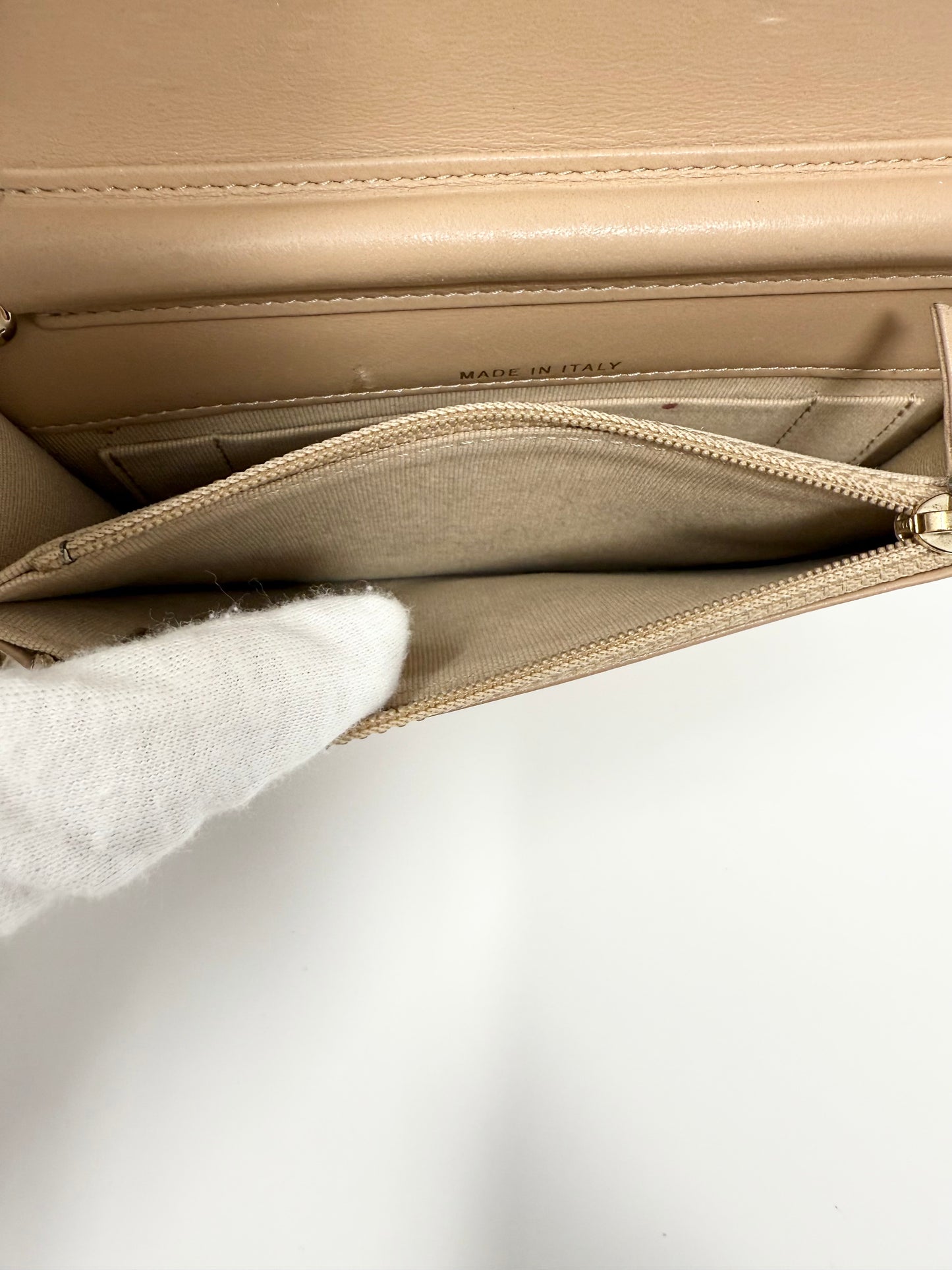 Chanel Caviar Quilted Boy Wallet on Chain Mini Beige Nude