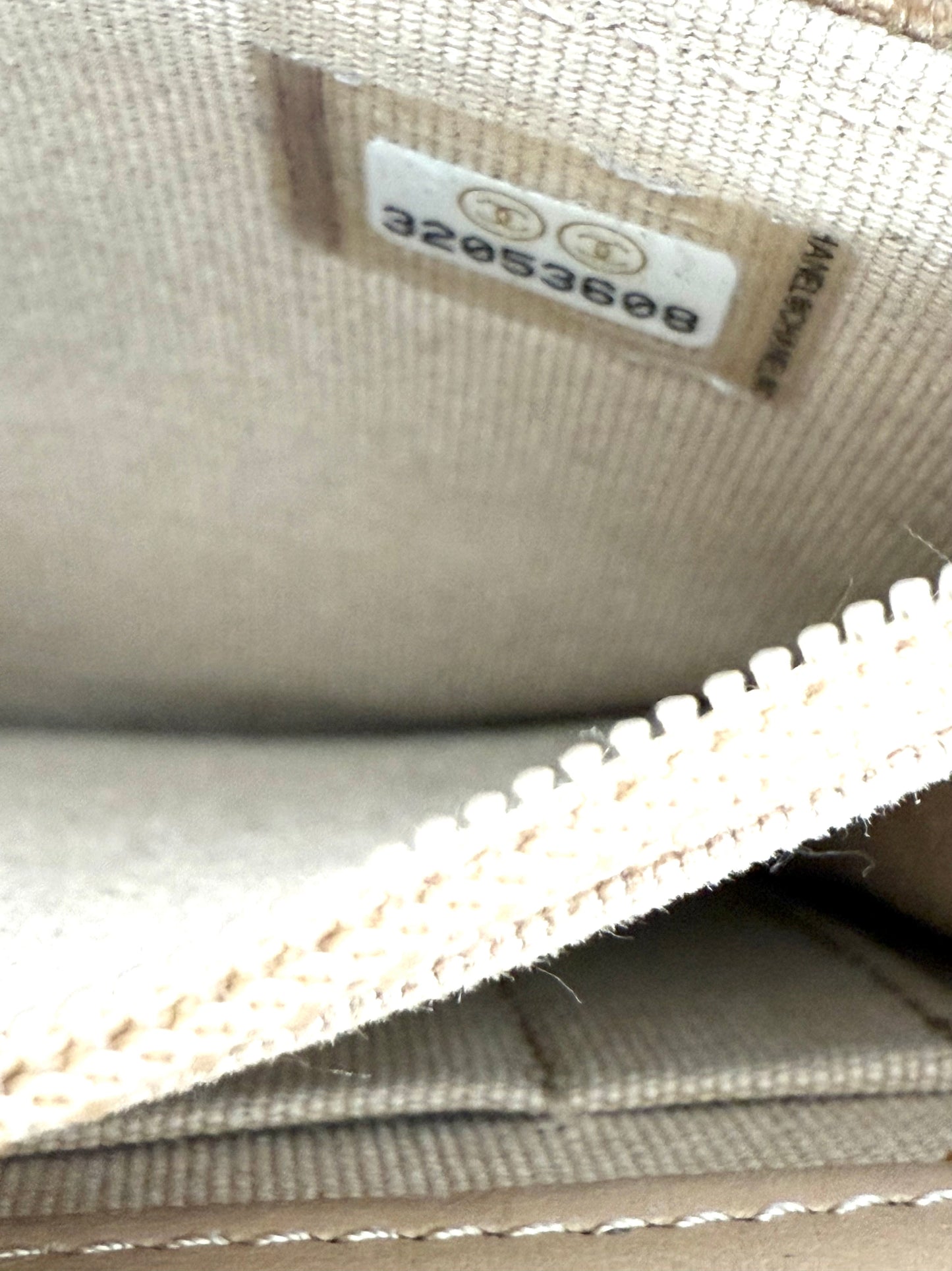 Chanel Caviar Quilted Boy Wallet on Chain Mini Beige Nude