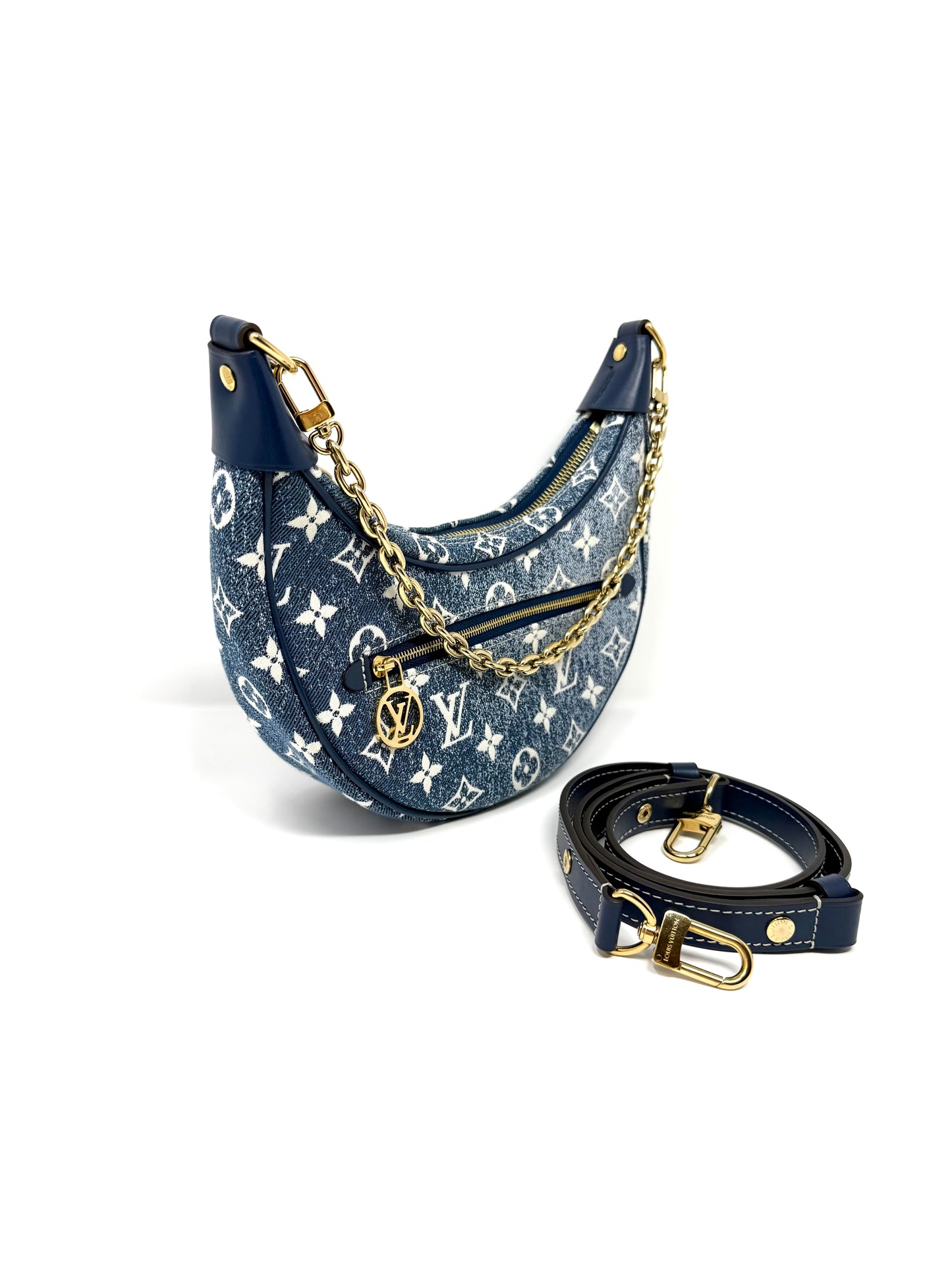 Louis Vuitton Loop Blue Denim Monogram Jacquard Hobo