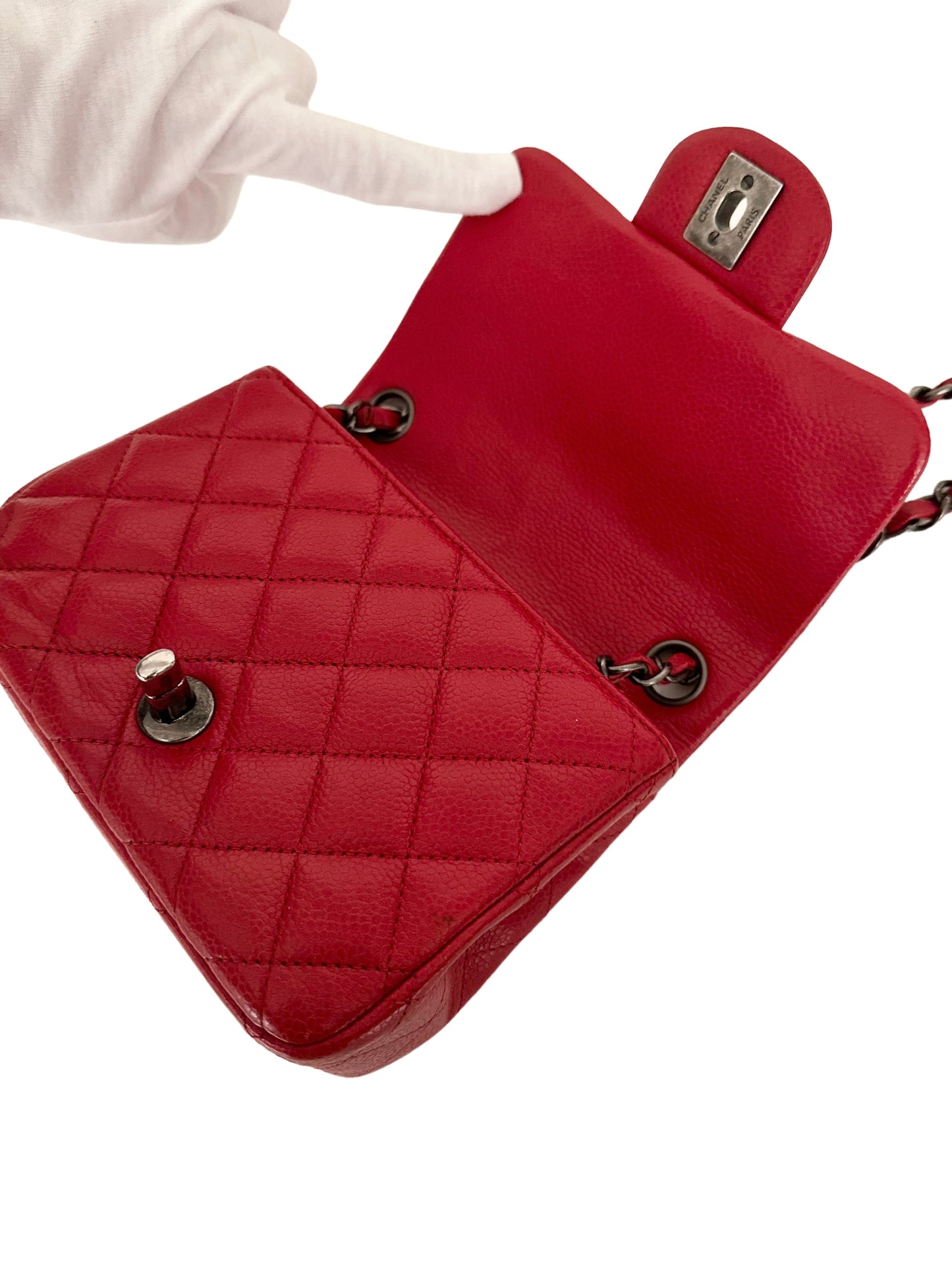 Chanel Classic Flap Quilted Square Mini Red Caviar